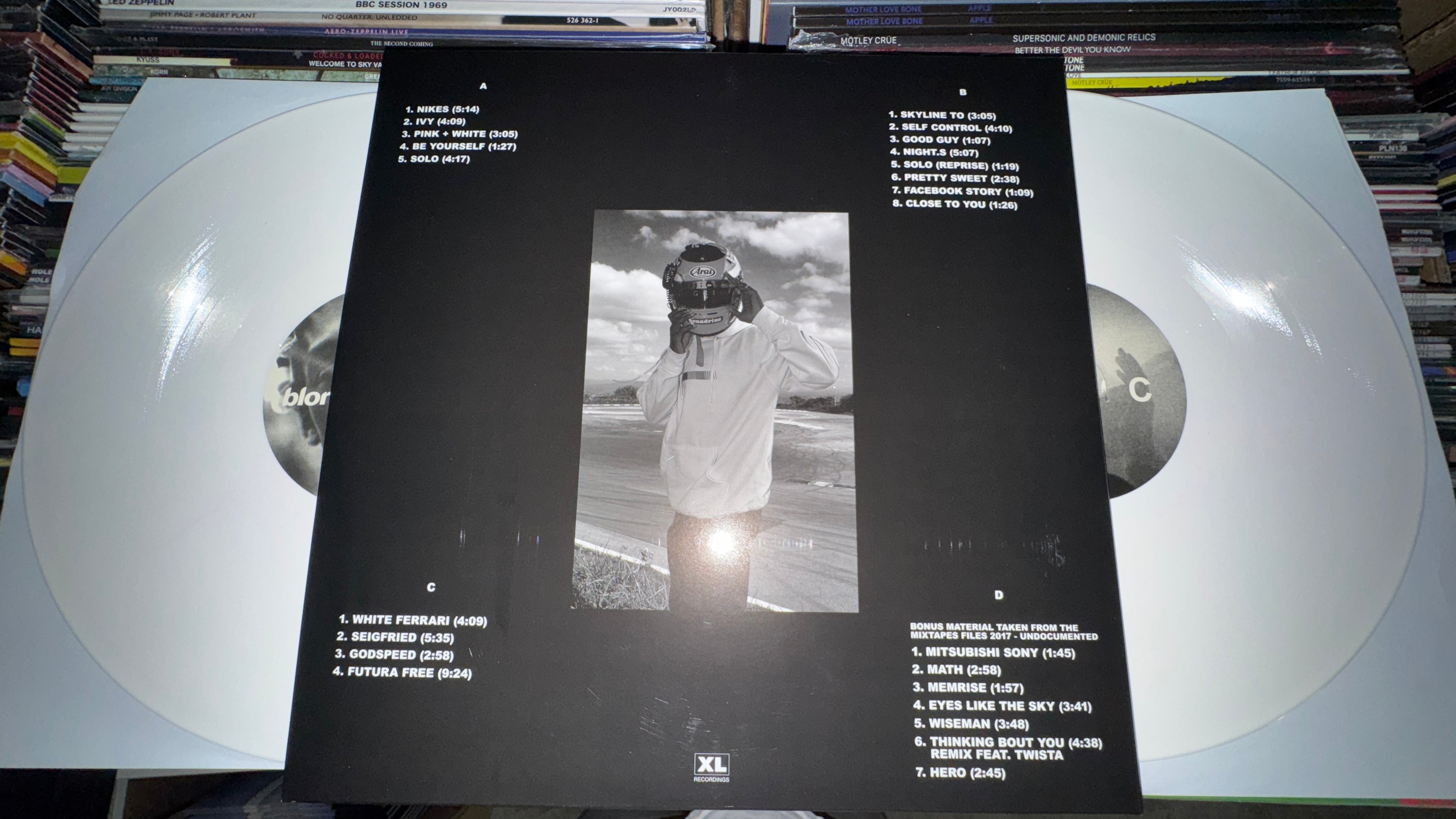 Frank Ocean Blonde, 2LP Colored vinyl with gatefold jacket, plus bonus tracks.  New and sealed vinyl