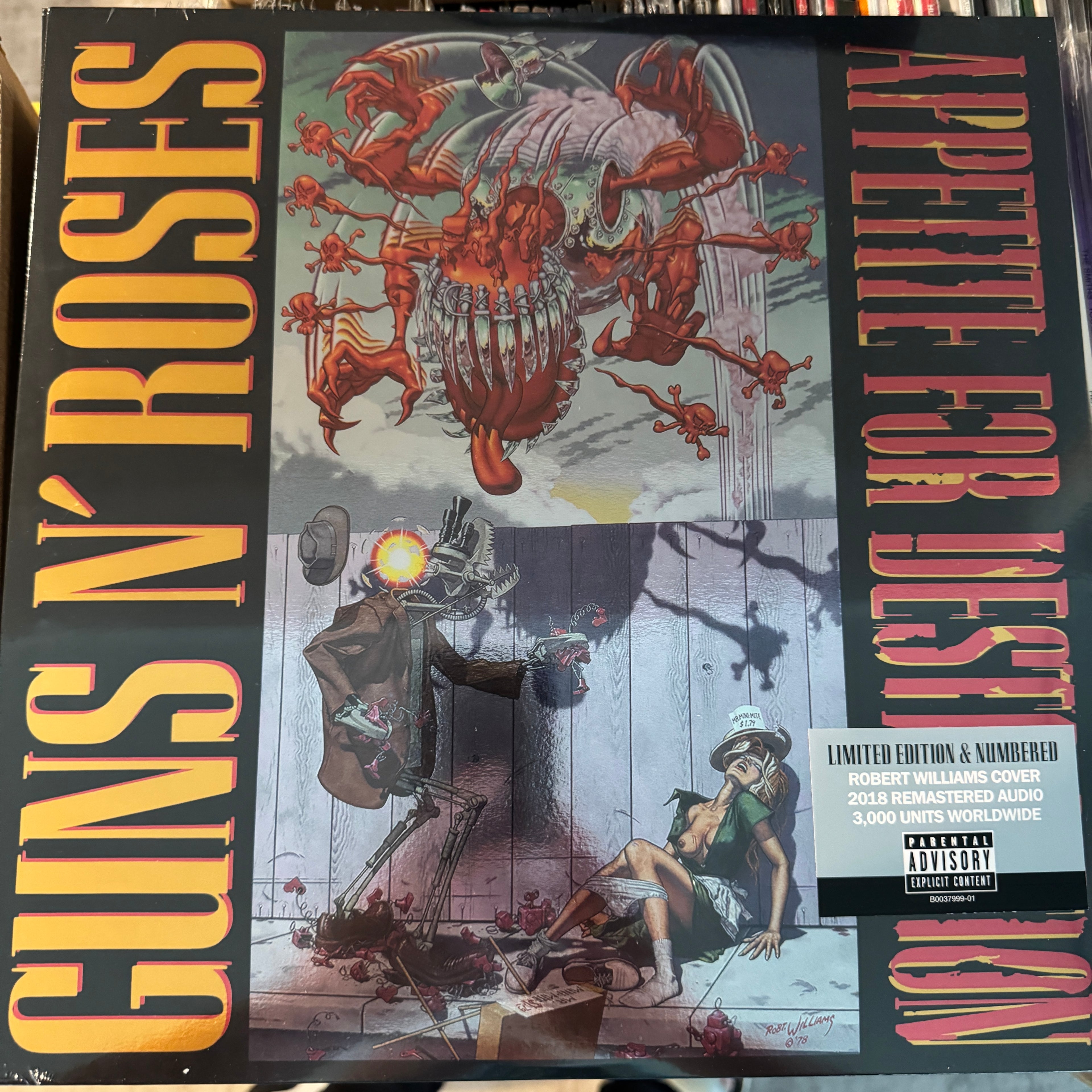 GUNS N’ ROSES APPETITE FOR DESTRUCTION 180 GRAM VINYL NUMBERED LIMITED ED. (OG ROBERT WILLIAMS COVER) NUMBERED LIMITED EDITON OF 3000 COPIES