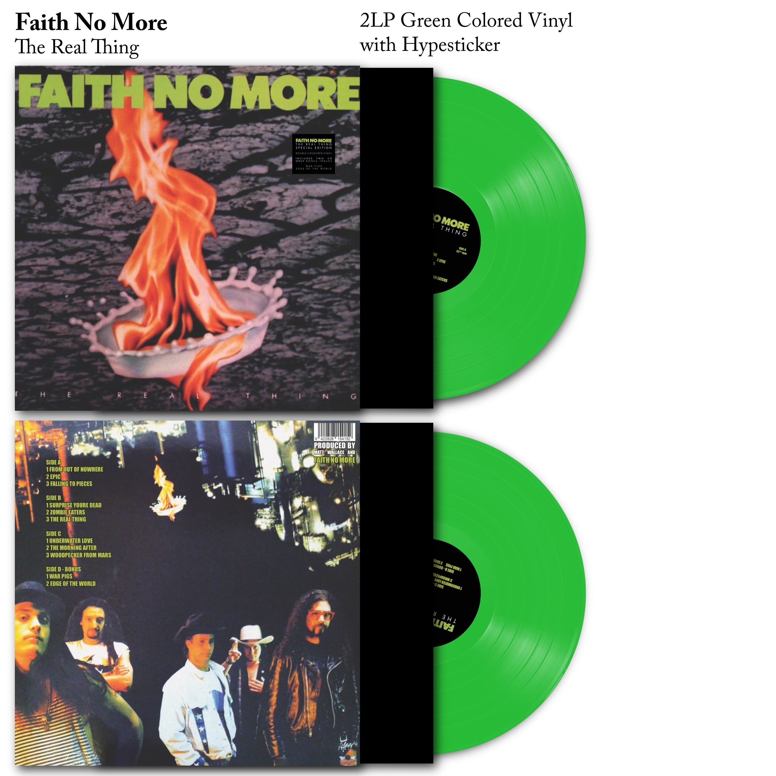 Faith no more, the real thing, special edition + bonus tracks. 2 LP green colored vinyl