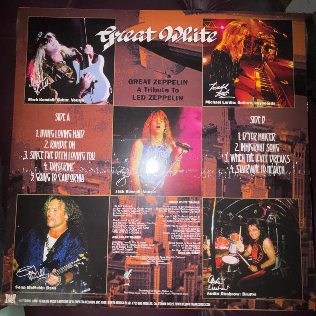 GREAT WHITE - Great Zeppelin: Tribute To Led Zeppelin, SPLATTER VINYL LP, NEW