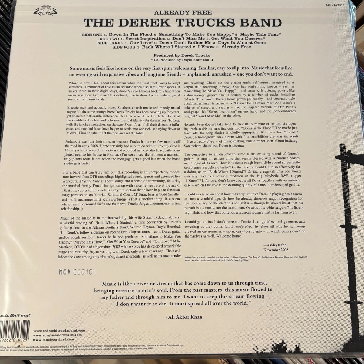 DEREK TRUCKS BAND, ALREADY FREE, LOW NUMBER #101, LIMITED ED. 2LP BLUE VINYL NEW