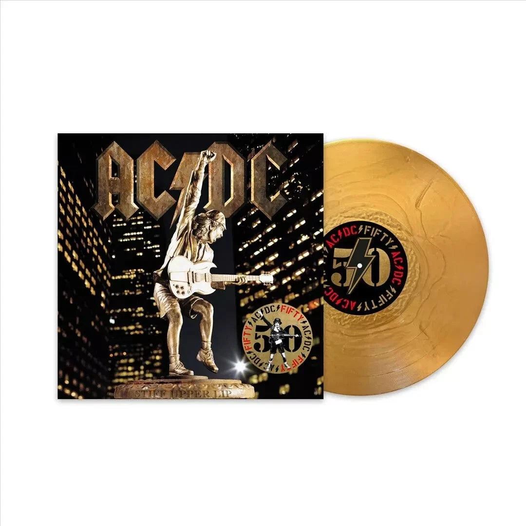 AC/DC, STIFF UPPER LIP, 50TH ANNIVERSARY GOLD COLORED VINYL LP NEW & SEALED