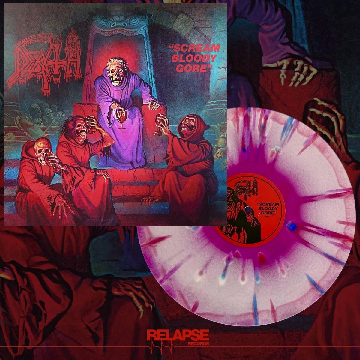 Death, Scream Bloody Gore, SPLATTERED Red, Violet, & White Colored Vinyl, NEW