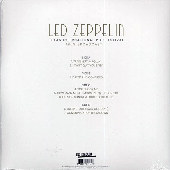 Led Zeppelin - Texas Int'l Pop Festival 1969, 2LP Vinyl Ltd ED. GATEFOLD JACKET