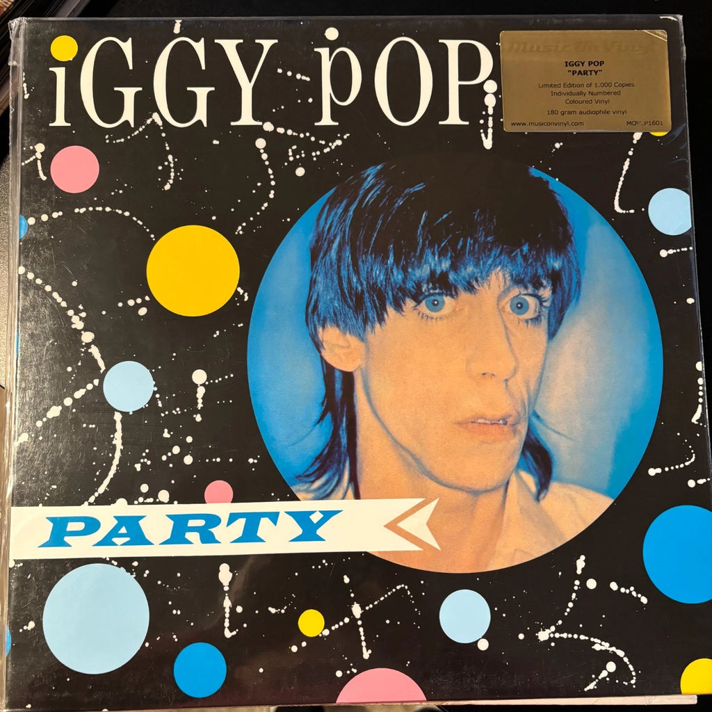 IGGY POP, Party 180 GRAM BLUE MARBLED COLOR VINYL LP NUMBERED LIMITED ED. NEW
