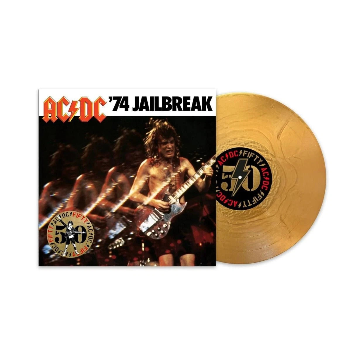AC/DC '74 JAILBREAK, 50TH ANNIVERSARY GOLD COLORED VINYL LP NEW & SEALED