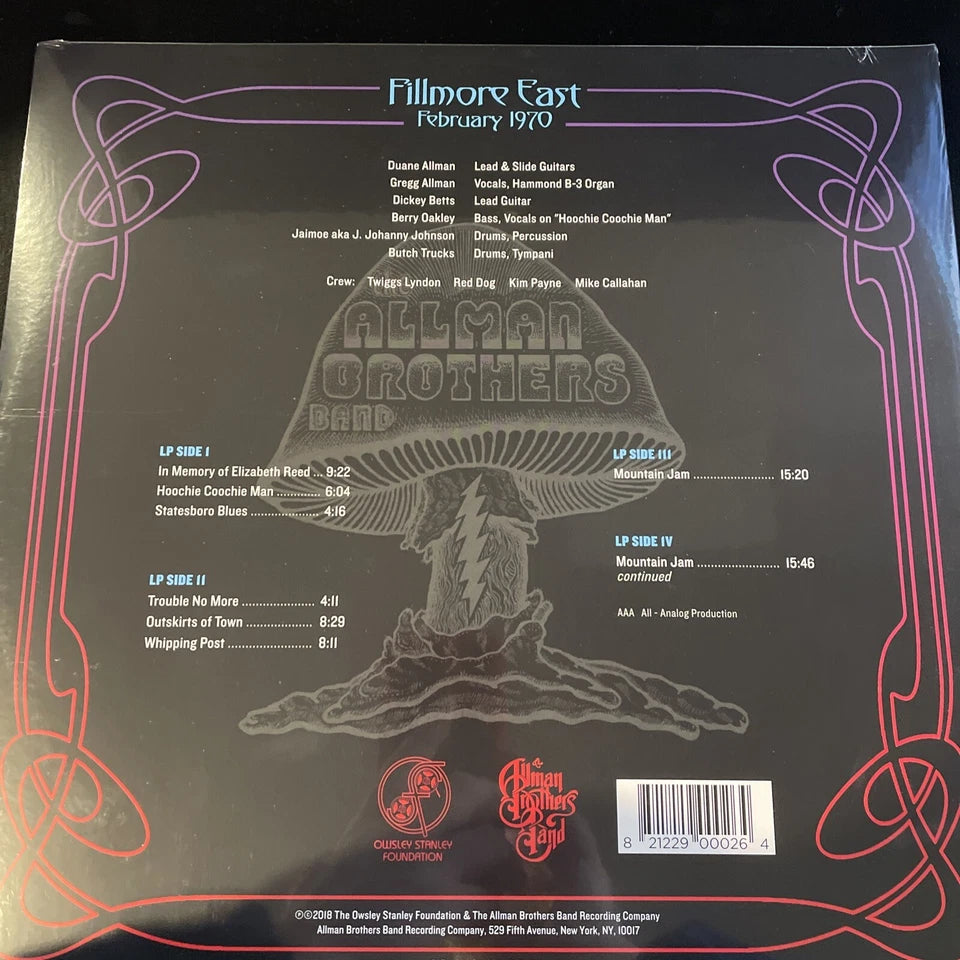 Allman Brothers Band FILLMORE EAST FEB. 1970, ltd ed Pink colored vinyl 2LP New