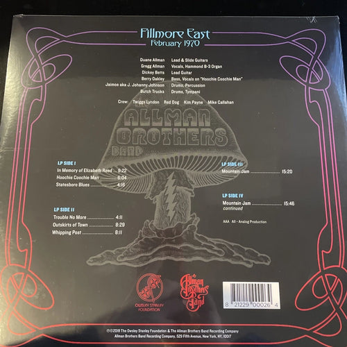 Allman Brothers Band FILLMORE EAST FEB. 1970, ltd ed Pink colored vinyl 2LP New