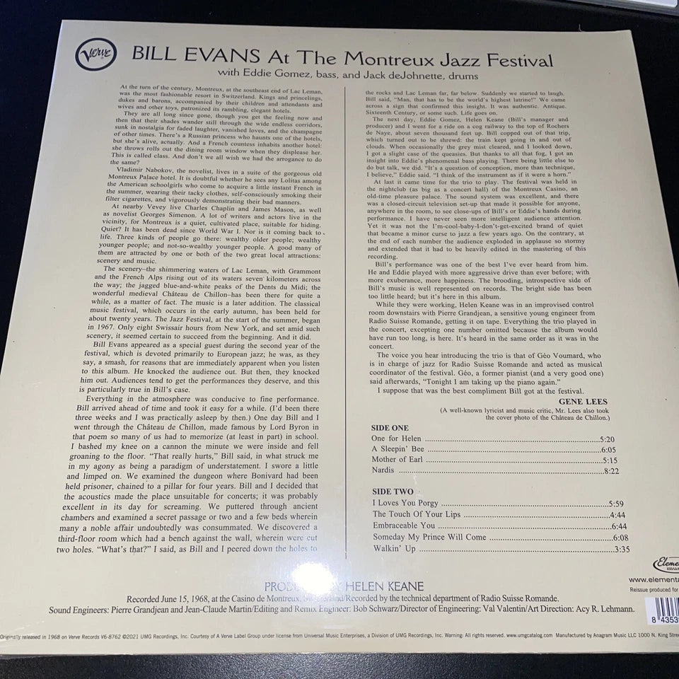Bill Evans, At The Montreux Jazz Festival, 180 Gram Limited Edition Vinyl LP New