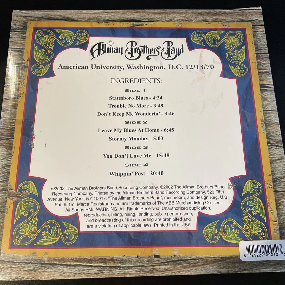 Allman Brothers Band American University 12/13/70 Smoke Vinyl Newbury Comics ltd
