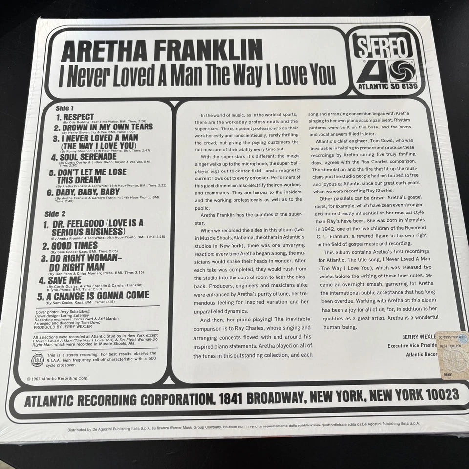 Aretha Franklin, I Never Loved A Man The Way I Love You, 180 GRAM VINYL LP, NEW