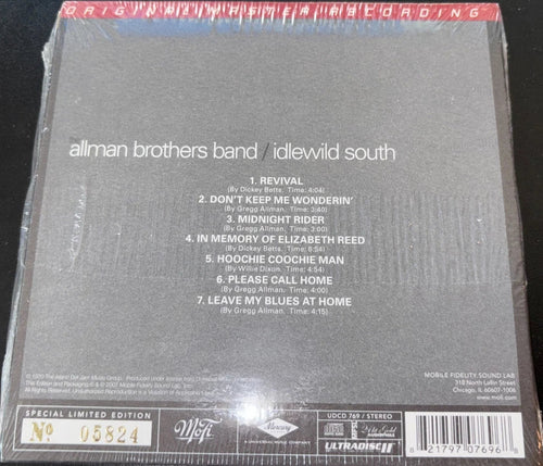 Allman Brothers Band, Idlewood South MFSL 24KT GOLD CD MOFI Ultradisc II, NEW